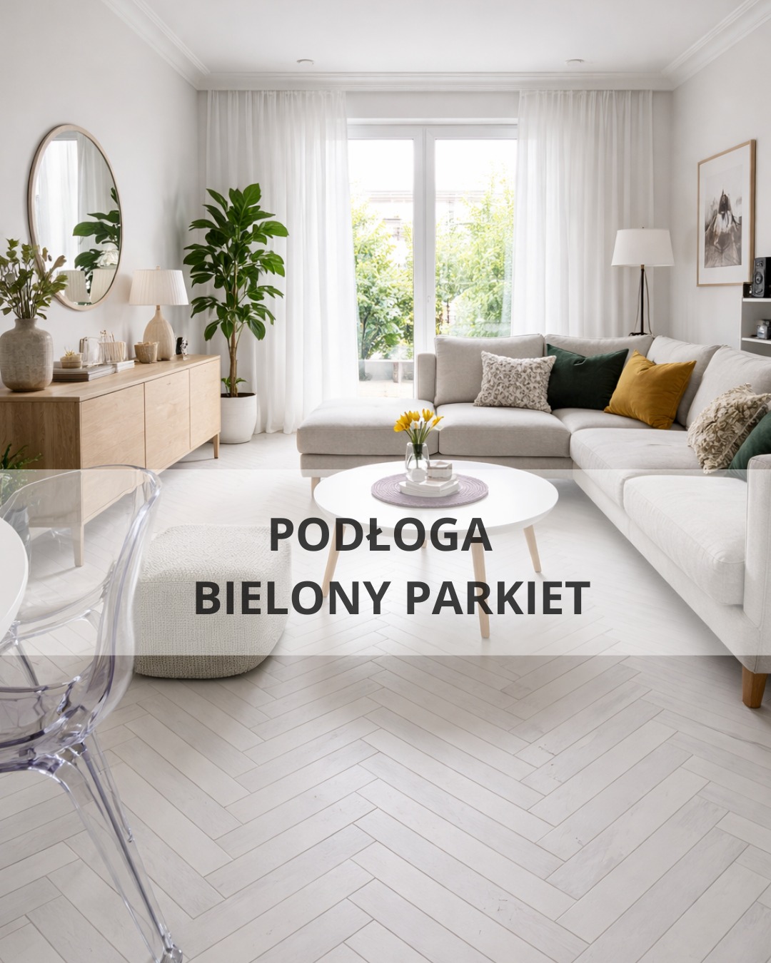 Bielony parkiet drewniany